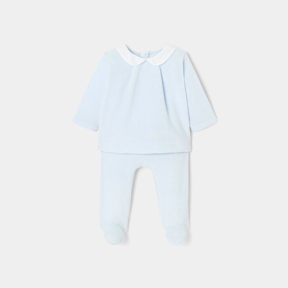 Jacadi Paris - Blue Baby Boy Comfort Set in Velvet - Size 6 Months